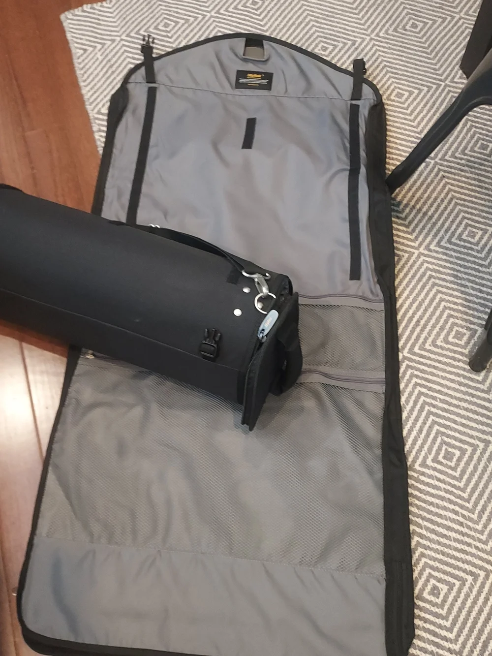 Black Roll-Up Travel Garment Bag with Carry Handle